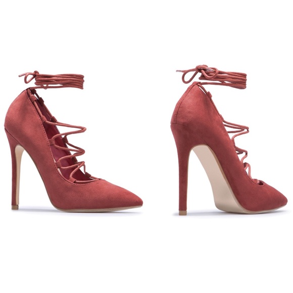 ShoeDazzle Adrienne Laced Up Pointed Toe Pumps - Picture 2 of 3